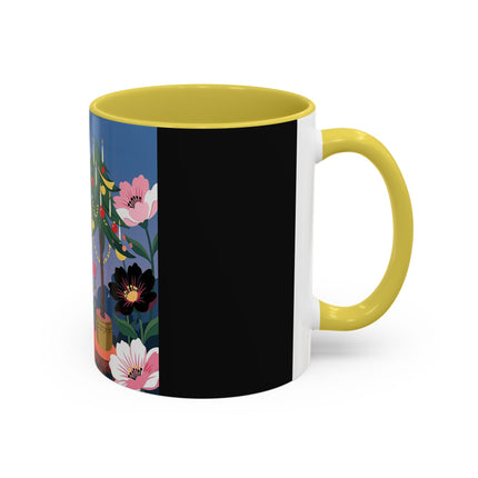 🌹🎄 The Lady Of The Candlelit Rose Tree Colorful Mug – Art Deco Christmas Garden