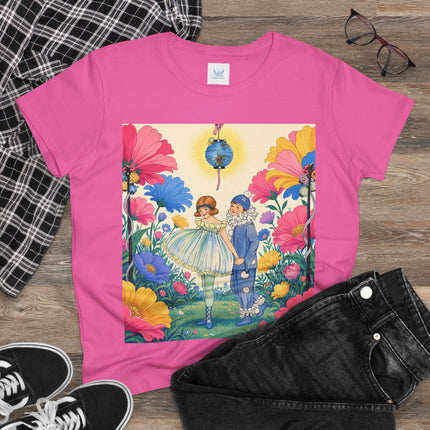 🌸🏮 The Lantern Garden Stroll Cotton Tee – Art Deco Floral Whimsy