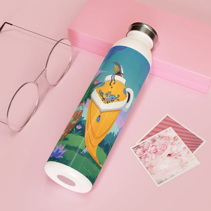🌺💛 The Golden Garden Empress Slim Water Bottle – Art Deco Floral Elegance