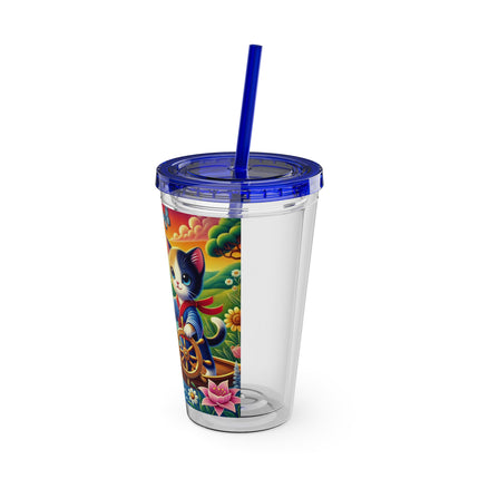 Sailor Kitten’s River Adventure Sunsplash Tumbler with Straw, 16oz