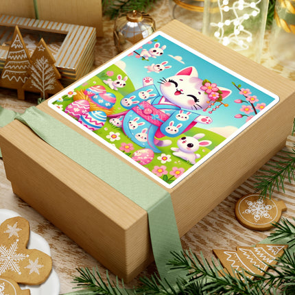 Springtime Kitten’s Easter Joy Kiss-Cut Stickers (4 Sizes)