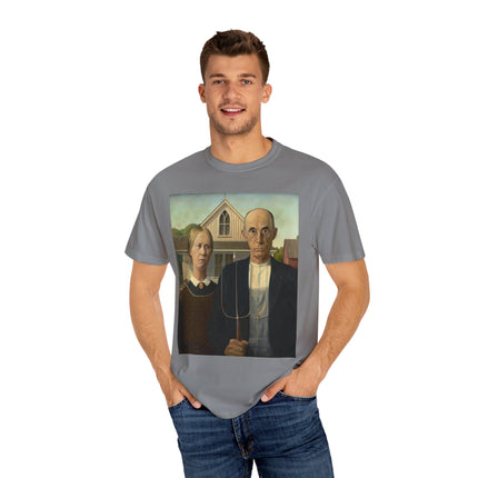 American Gothic by Grant Wood Unisex Garment-Dyed T-shirt