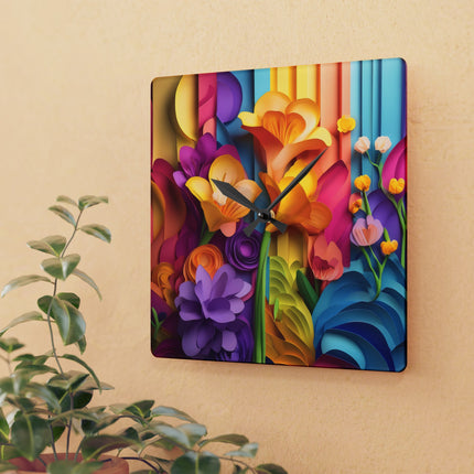 The Graceful Freesia Acrylic Wall Clock, Round and Square