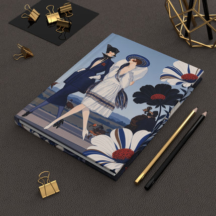 🌸💙 The Grand Floral Fashion Parade Hardcover Journal – Art Deco Style & Whimsy