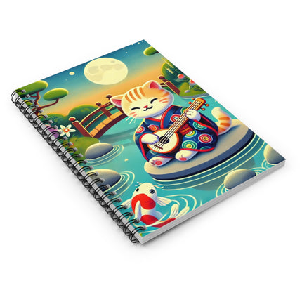 Melodic Kitten by the Koi Pond Spiral Notebook - Ruled Line