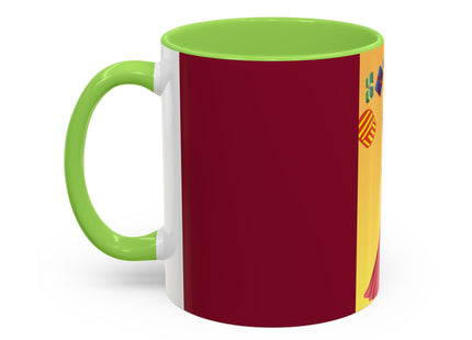 Elegant Holiday Woman with Gifts Colorful Mugs (11oz, 15oz)