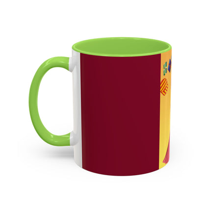 Elegant Holiday Woman with Gifts Colorful Mugs (11oz, 15oz)