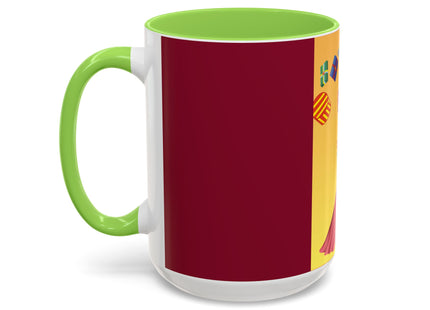 Elegant Holiday Woman with Gifts Colorful Mugs (11oz, 15oz)