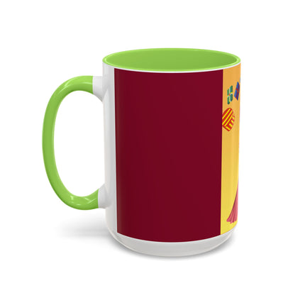 Elegant Holiday Woman with Gifts Colorful Mugs (11oz, 15oz)