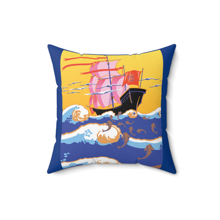 Golden Seas and Whimsical Dreams Spun Polyester Square Pillow