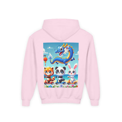 Seaside Scooter Friends Youth Hooded Sweatshirt – Coastal Fun & Playful Adventure
