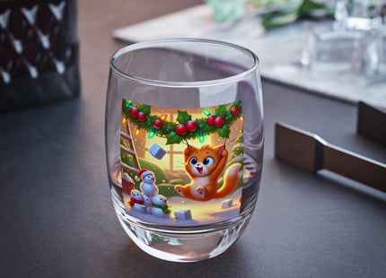 Naughty or Nice Kitten Christmas Whiskey Glass