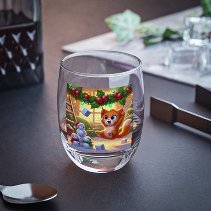 Naughty or Nice Kitten Christmas Whiskey Glass