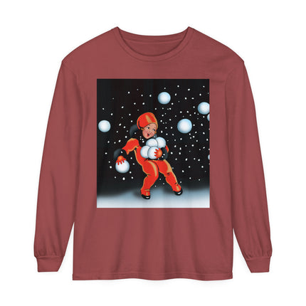 Festive Snowball Unisex Garment-dyed Long Sleeve T-Shirt