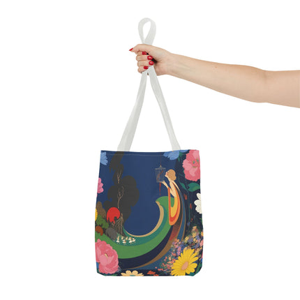 🌙🐦 The Lady Of The Moonlit Birdcage Tote Bag – Art Deco Floral Fantasy