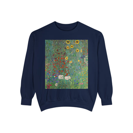 Farm Garden with Sunflowers by Gustav Klimt Unisex Garment-Dyed Sweatshirt