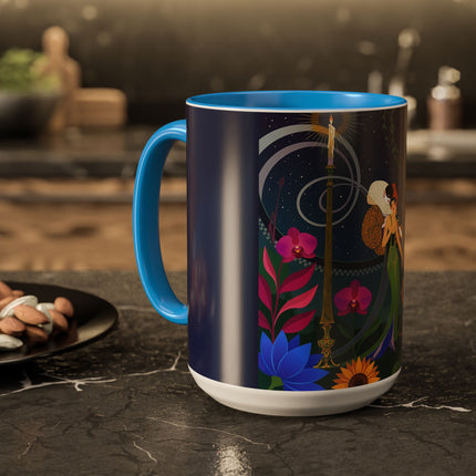 The Lady Of The Starlit Candles Colorful Mugs – Art Deco Theatrical Romance