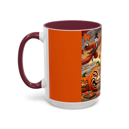 Halloween Rabbit’s Kabuki Jack-o’-Lanterns Colorful Mugs (11oz, 15oz)
