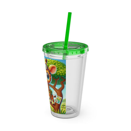 Giraffe Lookout Sunsplash Tumbler with Straw, 16oz