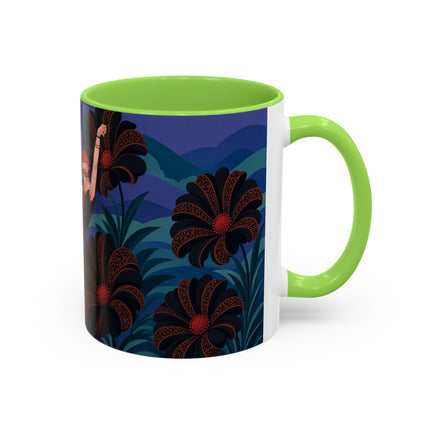 🖤🌺 The Midnight Floral Acrobat Colorful Mug – Art Deco Fashion Whimsy