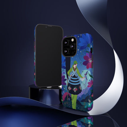 🌸🐦 The Lady Of The Midnight Bird Garden Phone Case – Art Deco Floral Fantasy
