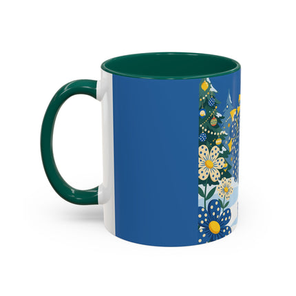 💙🌼 The Bluebell Christmas Promenade Colorful Mug – Art Deco Holiday Fantasy