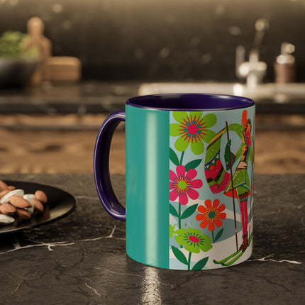 🎿🌸 The Winter Flower Adventurer Colorful Mug – Colorful Ski Fantasy