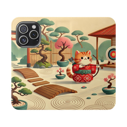 🏹🌸 Archer Kitten in the Zen Garden Flip Case – Focus, Whimsy & Zen Balance