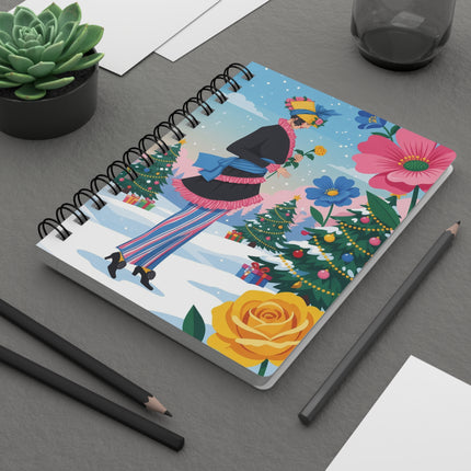 🌹🎄 The Golden Rose Christmas Stroll Spiral Notebook – Art Deco Holiday Fantasy
