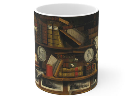 Trompe l'oeil of a Collector's Study by Charles Bouillon Ceramic Mug 11oz