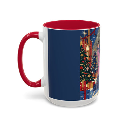 🎩🎄 Christmas Eve Promenade Colorful Mug – Art Deco Holiday Elegance