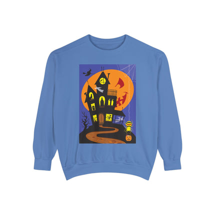 Halloween Night at the Haunted House Unisex Garment-Dyed Sweatshirt