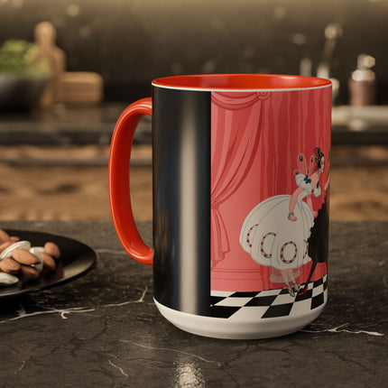 The Ladies Behind The Velvet Curtain Colorful Mugs – Art Deco Theatrical Elegance