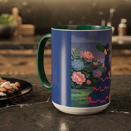 The Lady Of The Garden Stroll Colorful Mugs – Art Deco Botanical Elegance