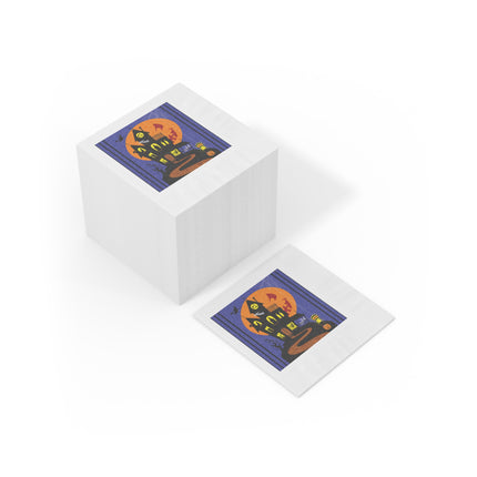 Halloween Night at the Haunted House White Coined Napkins