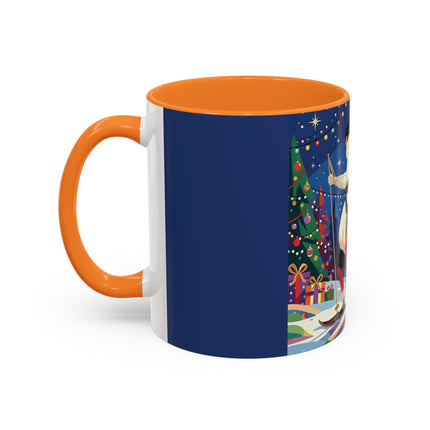 🌙🎿 The Moonlit Christmas Skier Colorful Mug – Whimsical Holiday Fantasy