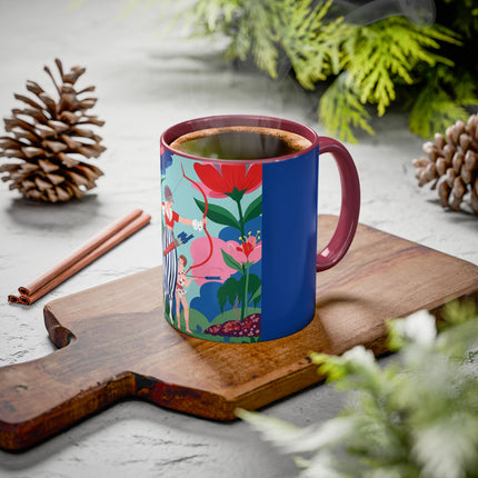 The Lady Of The Scarlet Bow Colorful Mugs – Art Deco Botanical Archer Elegance