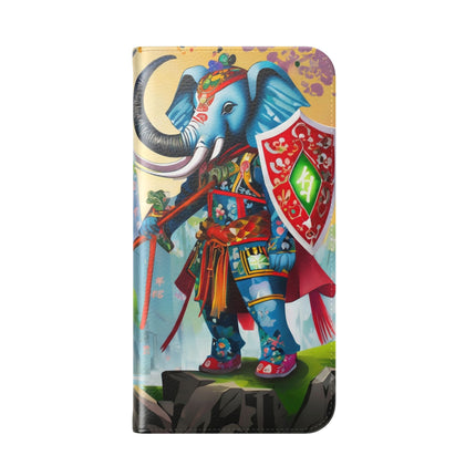 🐘⚔️ Cyberpunk Elephant Samurai Flip Case – Ancient Wisdom & Neon Power
