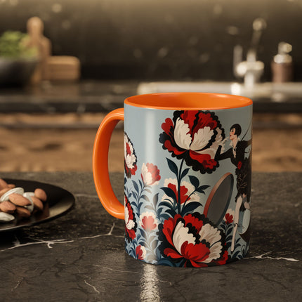 ❤️🌺 The Scarlet Blossom Dancer Colorful Mug – Art Deco Fashion Whimsy