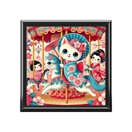Geisha Kitten's Enchanted Carousel Ride Jewelry Box