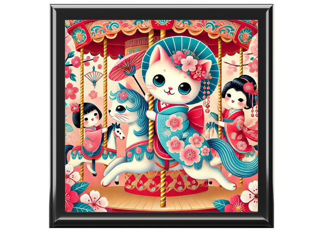 Geisha Kitten's Enchanted Carousel Ride Jewelry Box