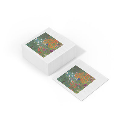 Cottage Garden by Gustav Klimt White Coined Napkins