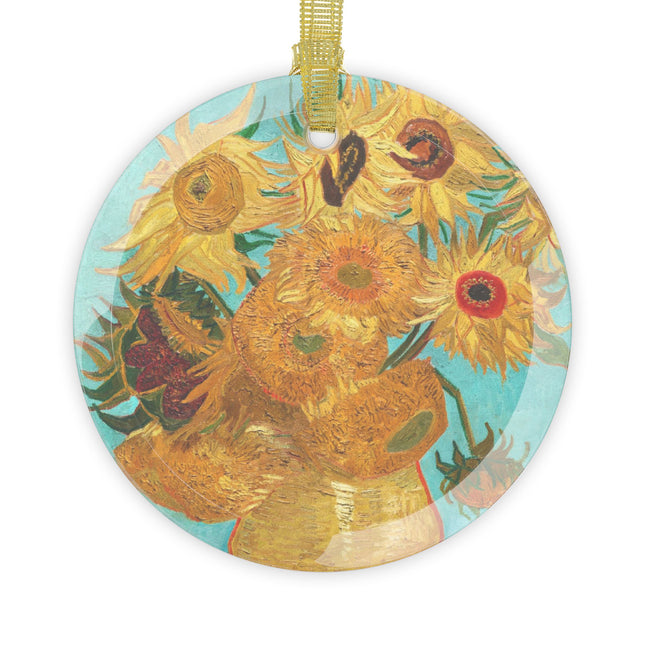 Vase with Twelve Sunflowers by Vincent Van Gogh Glass Ornament