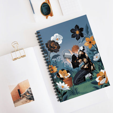 🌺💧 The Lady Of The Watering Garden Spiral Notebook – Art Deco Floral Whimsy