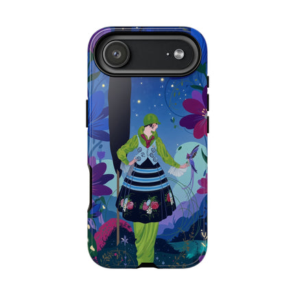 🌸🐦 The Lady Of The Midnight Bird Garden Phone Case – Art Deco Floral Fantasy