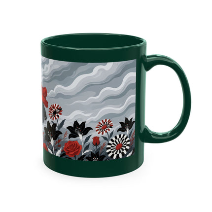 ☂️🌹 The Lady In The Windy Rose Garden Ceramic Mug – Art Deco Fashion Whimsy
