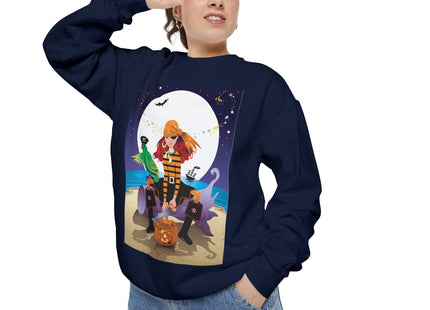 Moonlit Pirate Halloween Unisex Garment-Dyed Sweatshirt