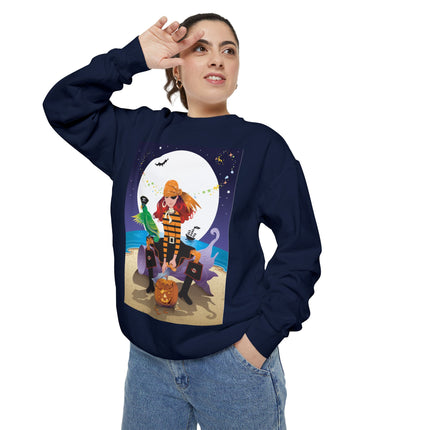 Moonlit Pirate Halloween Unisex Garment-Dyed Sweatshirt