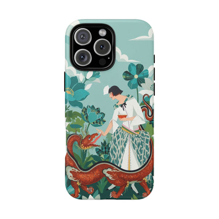 🐉🌿 The Dragon Keeper Phone Case – Art Deco Floral Fantasy
