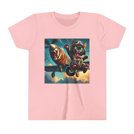 Parachuting Cat Commando Youth Short Sleeve Tee
